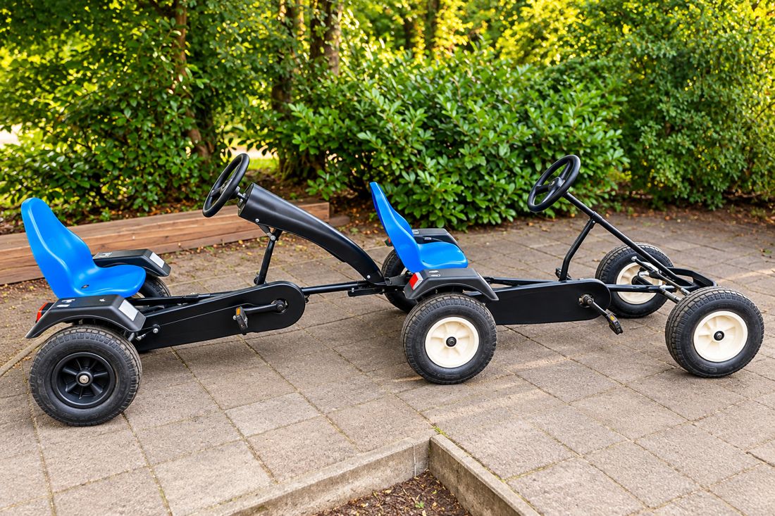 Zwei Karts hintereinander gekoppelt